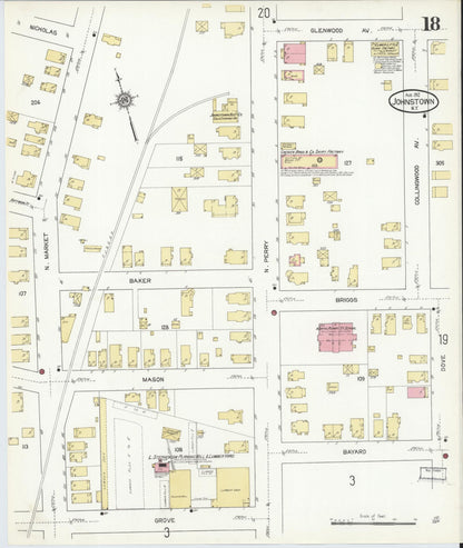 Sanborn Fire Insurance Map from Johnstown, Fulton County, New York (1912), Sheet #0018 - Complete Map Set gallery image, historic Sanborn map, vintage wall art, New York New York