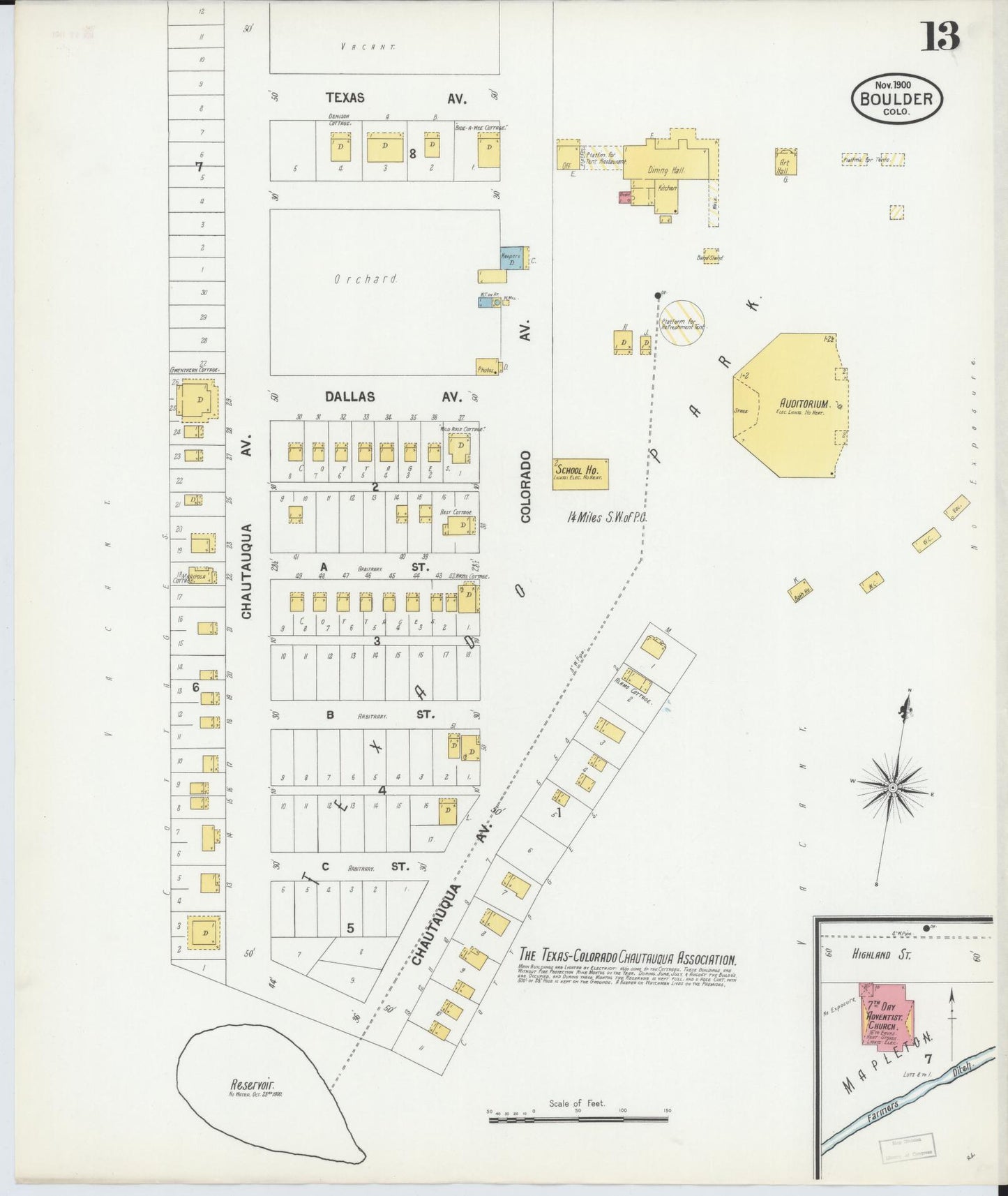 Sanborn Fire Insurance Map from Boulder, Boulder County, Colorado (1900), Sheet #0013 - Historic Sanborn Fire Insurance Map Print, vintage old map wall art, antique decor, genealogy gift, Colorado Colorado map