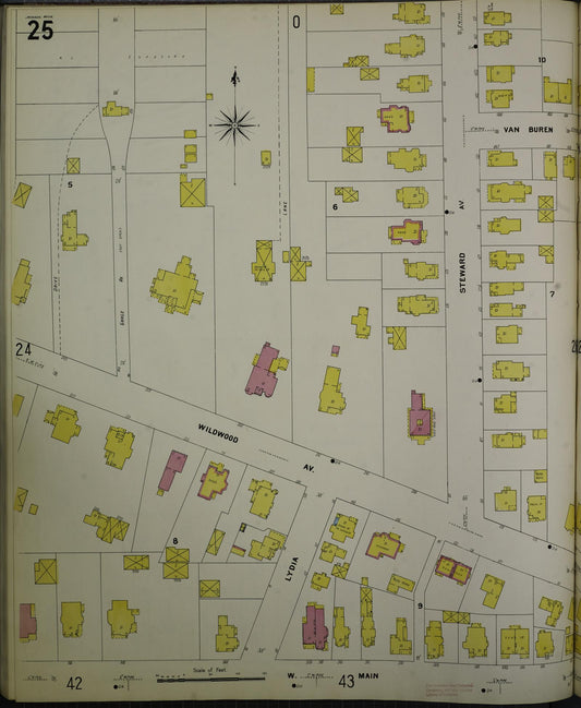 Sanborn Fire Insurance Map from Jackson, Jackson County, Michigan (1907), Sheet #0025 - Historic Sanborn Fire Insurance Map Print, vintage old map wall art, antique decor, genealogy gift, Michigan Michigan map