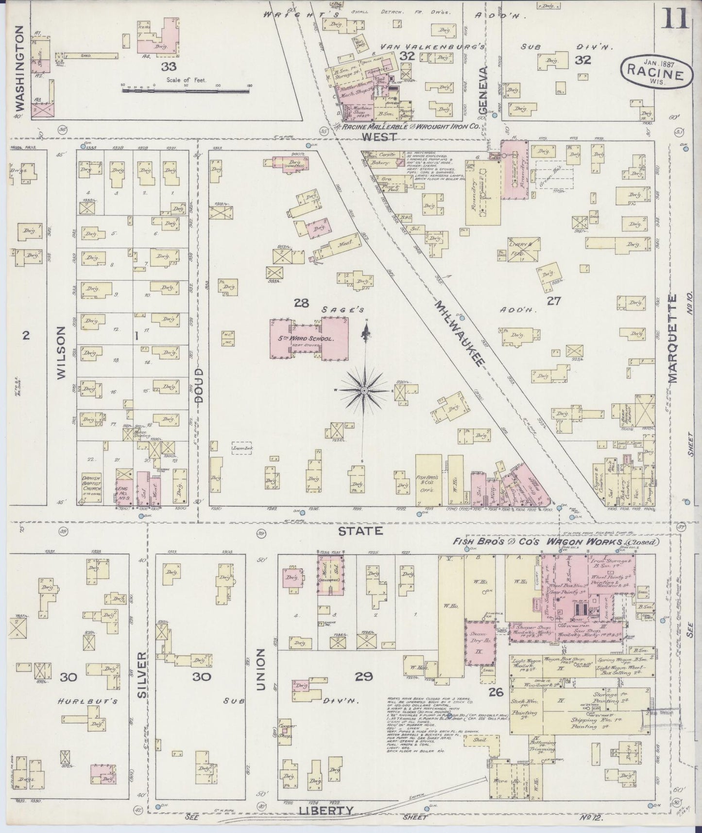 Sanborn Fire Insurance Map from Racine, Racine County, Wisconsin (1887), Sheet #0011 - Complete Map Set gallery image, historic Sanborn map, vintage wall art, Wisconsin Wisconsin