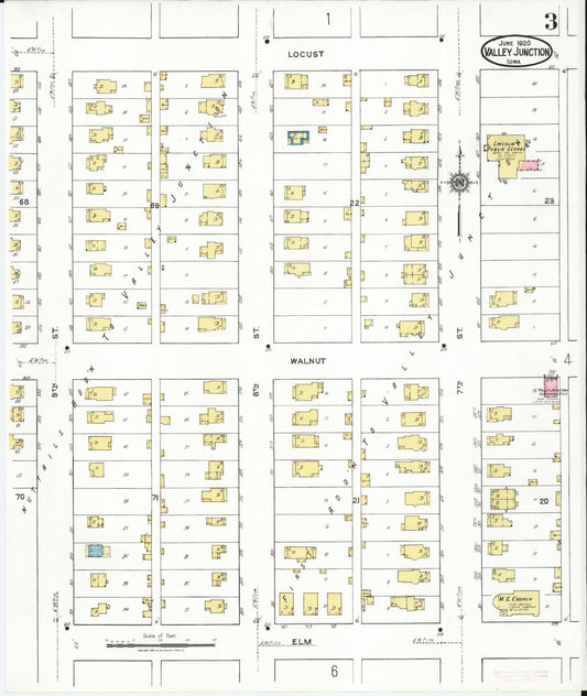 Sanborn Fire Insurance Map from Valley Junction, Polk County, Iowa (1920), Sheet #0003 - Historic Sanborn Fire Insurance Map Print, vintage old map wall art