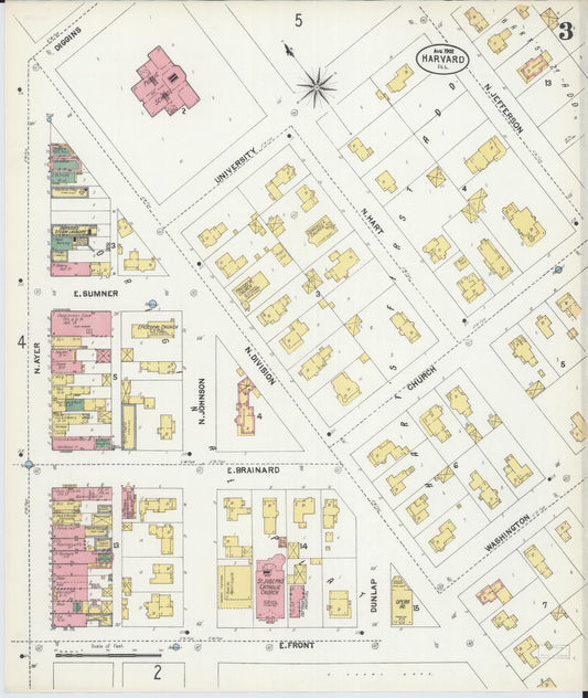 Sanborn Fire Insurance Map from Harvard, McHenry County, Illinois (1902), Sheet #0003 - Historic Sanborn Fire Insurance Map Print, vintage old map wall art, antique decor, genealogy gift, Illinois Illinois map