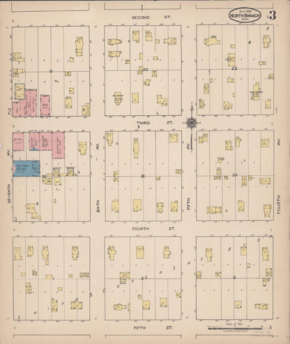 Sanborn Fire Insurance Map from North Branch, Chisago County, Minnesota (1922), Sheet #0003 - Complete Map Set gallery image, historic Sanborn map, vintage wall art, Minnesota Minnesota