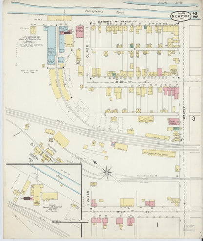 Sanborn Fire Insurance Map from Newport, Perry County, Pennsylvania (1896), Sheet #0002 - Historic Sanborn Fire Insurance Map Print, vintage old map wall art, antique decor, genealogy gift, Pennsylvania Pennsylvania map
