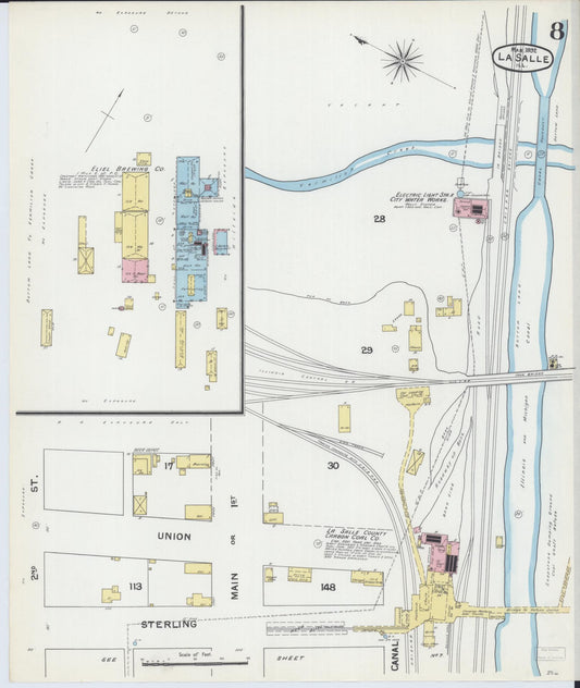 Sanborn Fire Insurance Map from La Salle, La Salle County, Illinois (1892), Sheet #0008 - Historic Sanborn Fire Insurance Map Print, vintage old map wall art, antique decor, genealogy gift, Illinois Illinois map