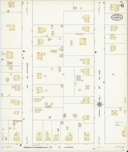 Sanborn Fire Insurance Map from Camden, Kershaw County, South Carolina (1912), Sheet #0006 - Complete Map Set gallery image, historic Sanborn map, vintage wall art, South Carolina South Carolina