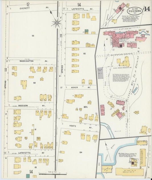 Sanborn Fire Insurance Map from Ossining, Westchester County, New York (1903), Sheet #0014 - Historic Sanborn Fire Insurance Map Print, vintage old map wall art, antique decor, genealogy gift, New York New York map