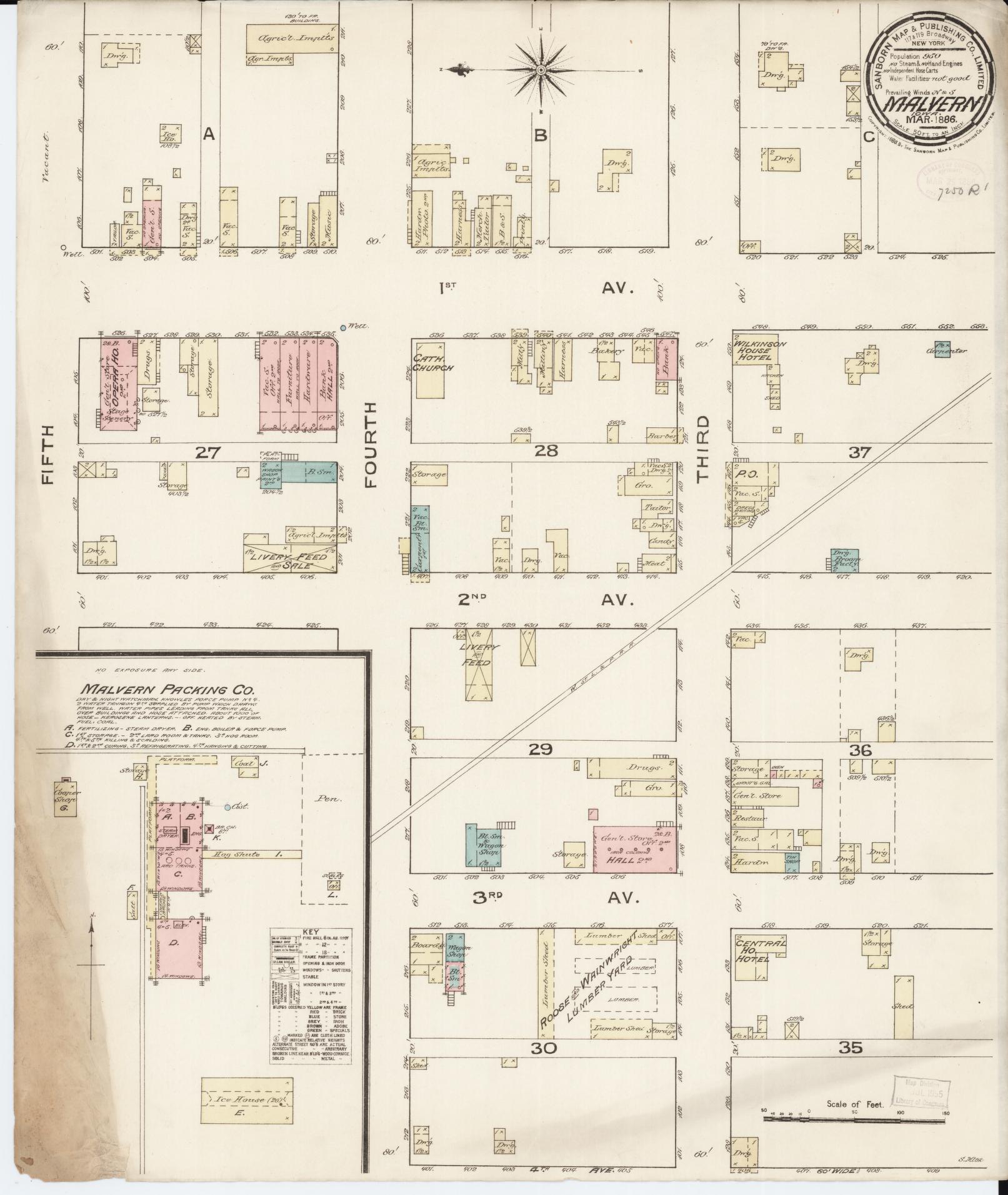 Sanborn Fire Insurance Map from Malvern, Mills County, Iowa. (1886) – Map View