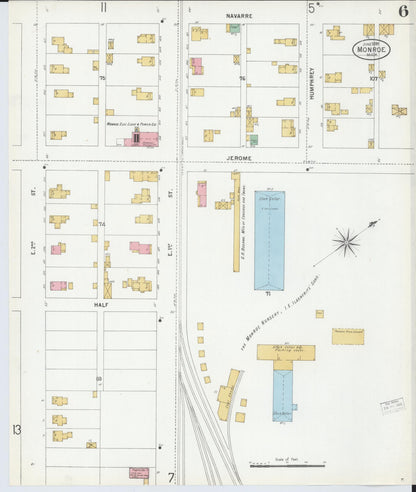 Sanborn Fire Insurance Map from Monroe, Monroe County, Michigan (1899), Sheet #0006 - Complete Map Set gallery image, historic Sanborn map, vintage wall art, Michigan Michigan