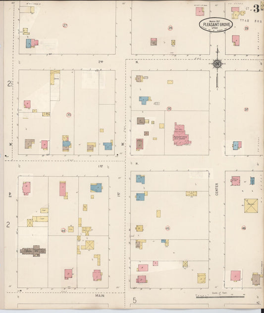 Sanborn Fire Insurance Map from Pleasant Grove, Utah County, Utah (1931), Sheet #0003 - Historic Sanborn Fire Insurance Map Print, vintage old map wall art, antique decor, genealogy gift, Pleasant Grove Utah map