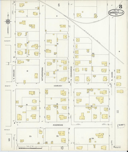 Sanborn Fire Insurance Map from Gainesville, Cooke County, Texas (1913), Sheet #0008 - Complete Map Set gallery image, historic Sanborn map, vintage wall art, Texas Texas