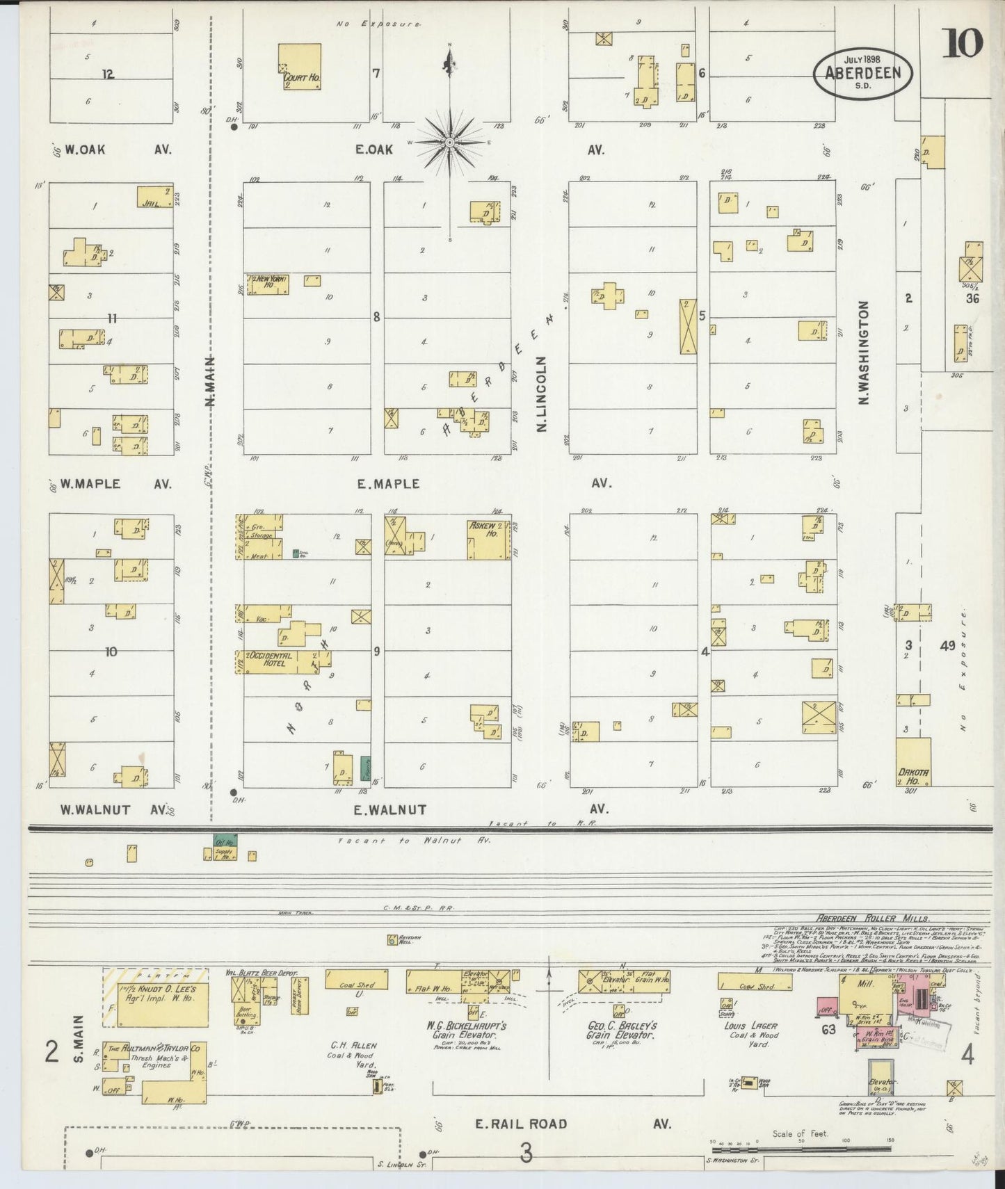 Sanborn Fire Insurance Map from Aberdeen, Brown County, South Dakota (1898), Sheet #0010 - Complete Map Set gallery image, historic Sanborn map, vintage wall art, South Dakota South Dakota