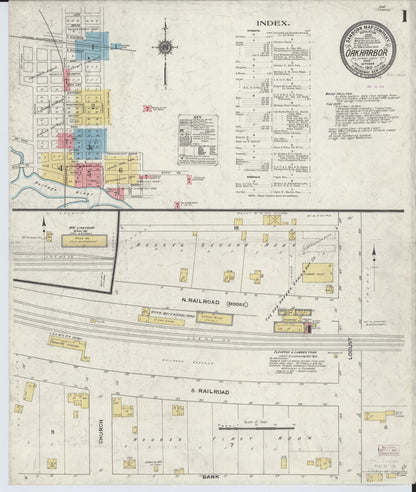 Sanborn Fire Insurance Map from Oak Harbor, Ottawa County, Ohio (1910), Sheet #0001 - Historic Sanborn Fire Insurance Map Print, vintage old map wall art, antique decor, genealogy gift, Ohio Ohio map