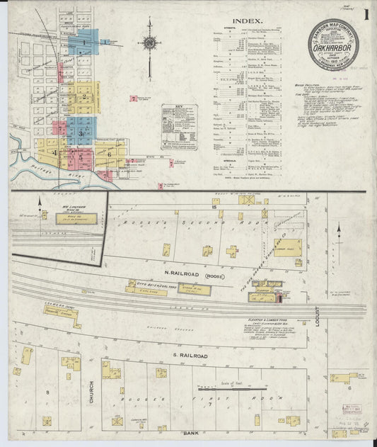 Sanborn Fire Insurance Map from Oak Harbor, Ottawa County, Ohio (1910), Sheet #0001 - Historic Sanborn Fire Insurance Map Print, vintage old map wall art, antique decor, genealogy gift, Ohio Ohio map