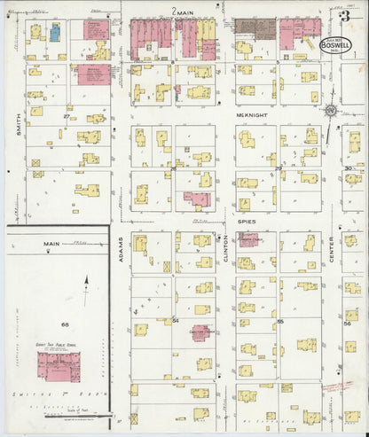 Sanborn Fire Insurance Map from Boswell, Benton County, Indiana (1921), Sheet #0003 - Historic Sanborn Fire Insurance Map Print, vintage old map wall art, antique decor, genealogy gift, Indiana Indiana map