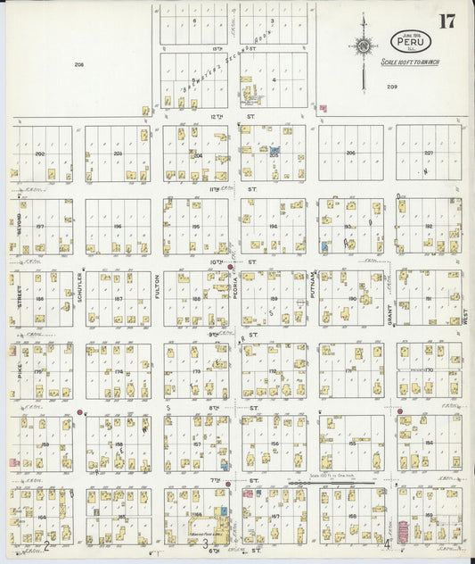 Sanborn Fire Insurance Map from Peru, La Salle County, Illinois (1916), Sheet #0017 - Historic Sanborn Fire Insurance Map Print, vintage old map wall art, antique decor, genealogy gift, Illinois Illinois map