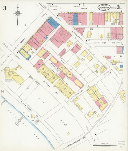 Sanborn Fire Insurance Map from Sarasota, Sarasota County, Florida (1925), Sheet #0003 - Historic Sanborn Fire Insurance Map Print, vintage old map wall art, antique decor, genealogy gift, Florida Florida map