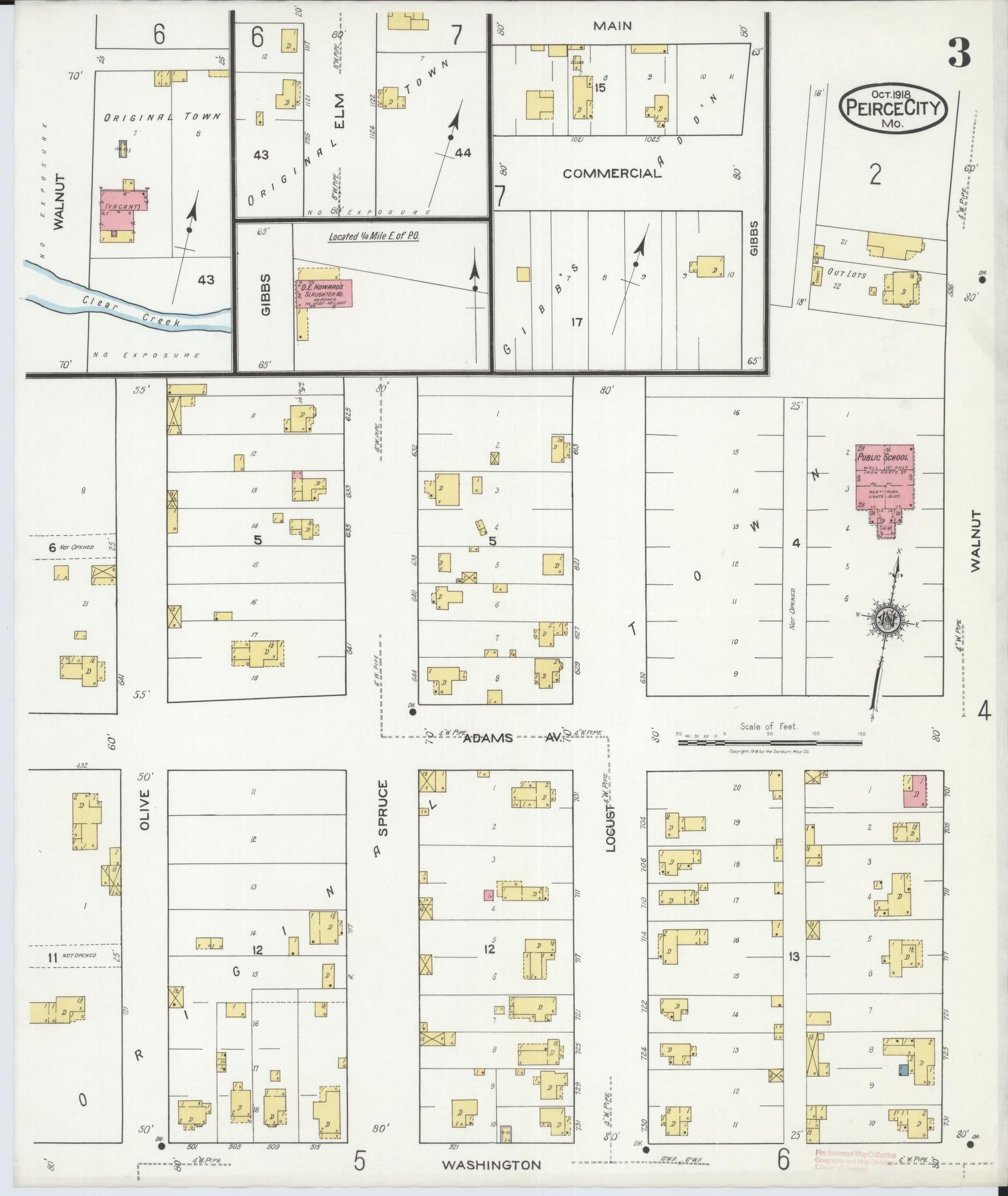Sanborn Fire Insurance Map from Pierce City, Lawrence County, Missouri (1918), Sheet #0003 - Complete Map Set gallery image, historic Sanborn map, vintage wall art, Missouri Missouri