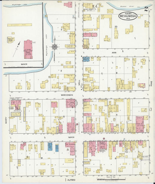 Sanborn Fire Insurance Map from Weyauwega, Waupaca County, Wisconsin (1917), Sheet #0002 - Historic Sanborn Fire Insurance Map Print, vintage old map wall art, antique decor, genealogy gift, Wisconsin Wisconsin map