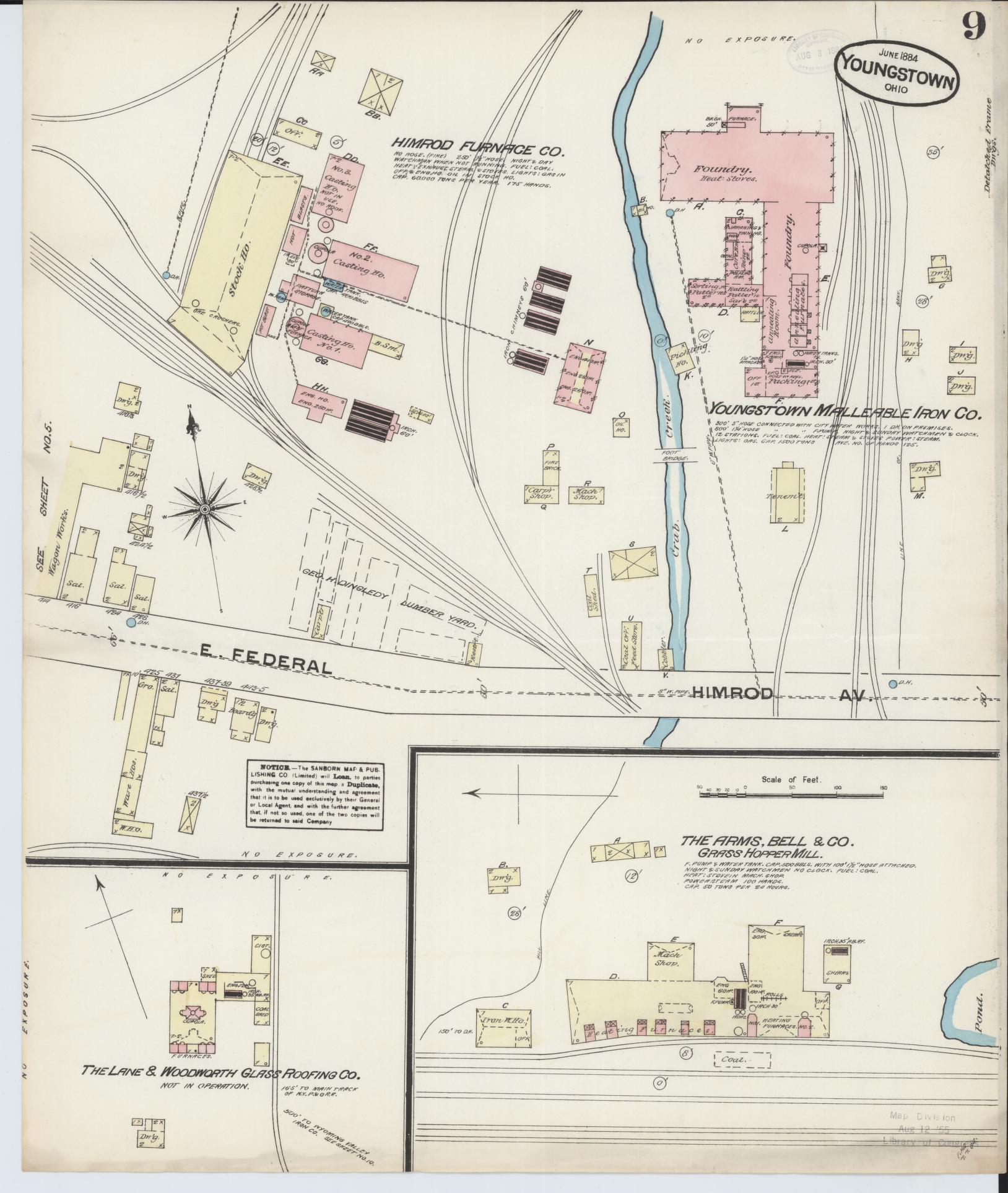 Sanborn Fire Insurance Map from Youngstown, Mahoning County, Ohio (1884), Sheet #0009 - Complete Map Set gallery image, historic Sanborn map, vintage wall art, Ohio Ohio