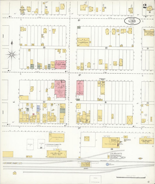 Sanborn Fire Insurance Map from Lind, Adams County, Washington (1905), Sheet #0002 - Historic Sanborn Fire Insurance Map Print, vintage old map wall art, antique decor, genealogy gift, Washington Washington map