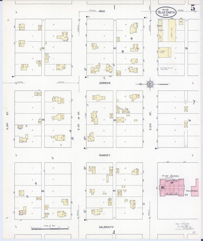 Sanborn Fire Insurance Map from Blue Earth, Faribault County, Minnesota (1911), Sheet #0005 - Complete Map Set gallery image, historic Sanborn map, vintage wall art, Minnesota Minnesota