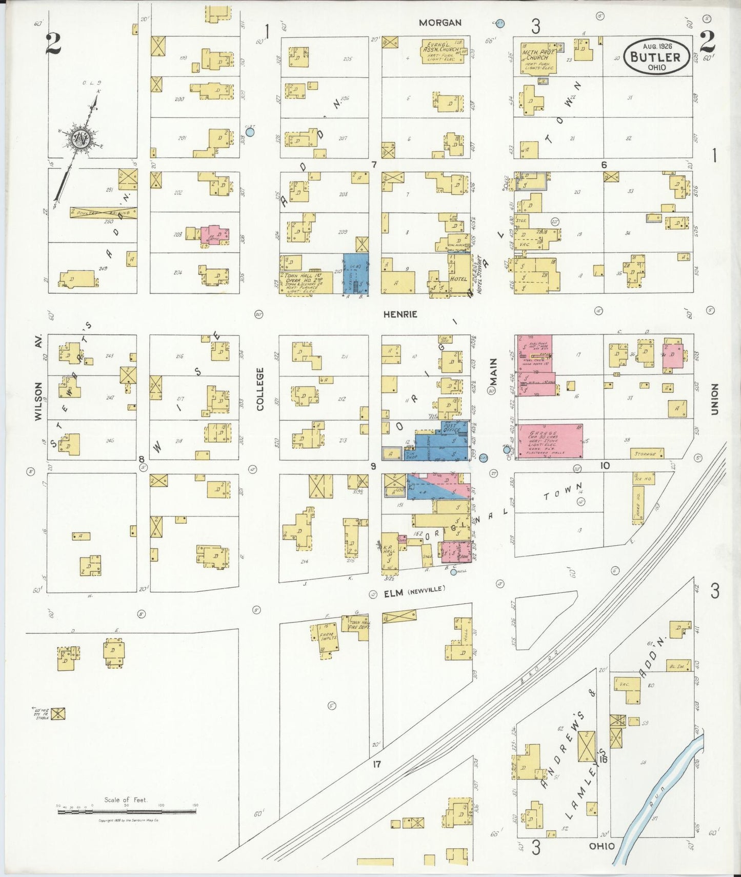 Sanborn Fire Insurance Map from Butler, Richland County, Ohio (1926), Sheet #0002 - Historic Sanborn Fire Insurance Map Print, vintage old map wall art, antique decor, genealogy gift, Ohio Ohio map