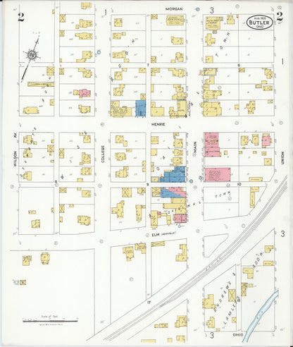 Sanborn Fire Insurance Map from Butler, Richland County, Ohio (1926), Sheet #0002 - Historic Sanborn Fire Insurance Map Print, vintage old map wall art, antique decor, genealogy gift, Ohio Ohio map