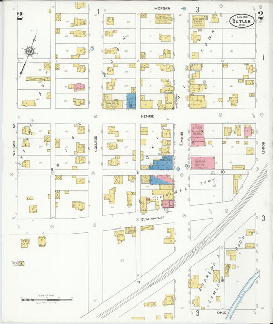 Sanborn Fire Insurance Map from Butler, Richland County, Ohio (1926), Sheet #0002 - Historic Sanborn Fire Insurance Map Print, vintage old map wall art, antique decor, genealogy gift, Ohio Ohio map