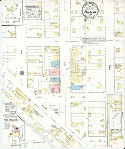 Sanborn Fire Insurance Map from Peterson, Clay County, Iowa (1914), Sheet #0001 - Historic Sanborn Fire Insurance Map Print, vintage old map wall art