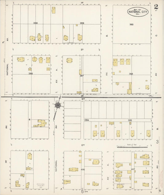 Sanborn Fire Insurance Map from National City, San Diego County, California (1911), Sheet #0002 - Historic Sanborn Fire Insurance Map Print, vintage old map wall art, antique decor, genealogy gift, California California map