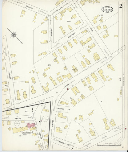 Sanborn Fire Insurance Map from Exeter, Rockingham County, New Hampshire (1913), Sheet #0002 - Complete Map Set gallery image, historic Sanborn map, vintage wall art, New Hampshire New Hampshire