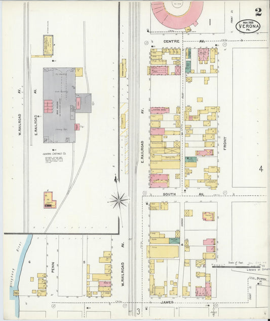 Sanborn Fire Insurance Map from Verona, Allegheny County, Pennsylvania (1905), Sheet #0002 - Historic Sanborn Fire Insurance Map Print, vintage old map wall art, antique decor, genealogy gift, Pennsylvania Pennsylvania map