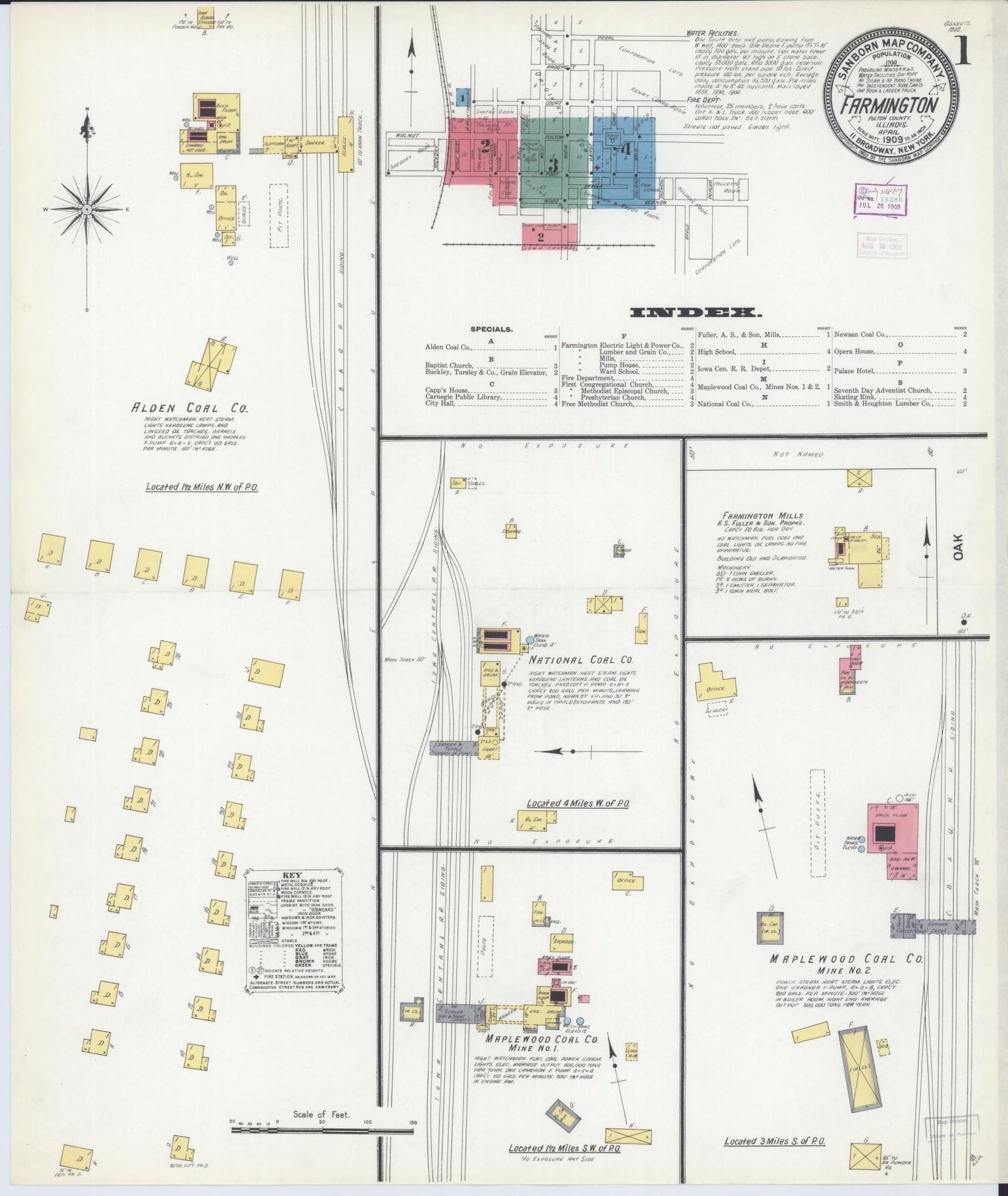 Sanborn Fire Insurance Map from Farmington, Fulton County, Illinois (1909), Sheet #0001 - Complete Map Set gallery image, historic Sanborn map, vintage wall art, Illinois Illinois