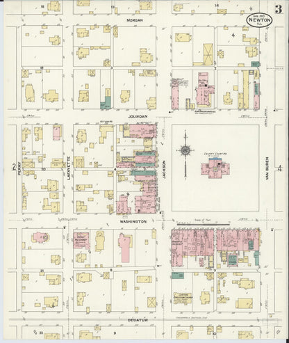 Sanborn Fire Insurance Map from Newton, Jasper County, Illinois (1910), Sheet #0003 - Complete Map Set gallery image, historic Sanborn map, vintage wall art, Illinois Illinois