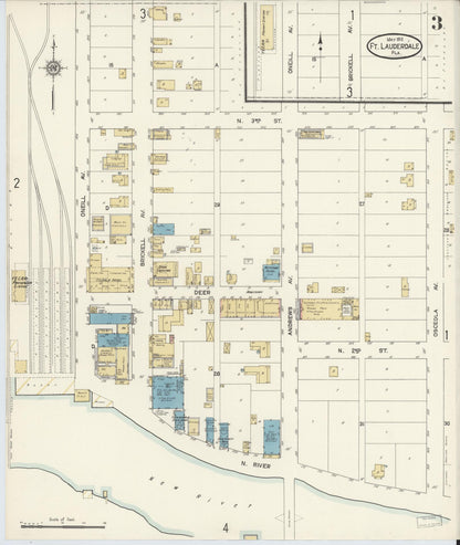 Sanborn Fire Insurance Map from Fort Lauderdale, Broward County, Florida (1912), Sheet #0003 - Historic Sanborn Fire Insurance Map Print, vintage old map wall art, antique decor, genealogy gift, Florida Florida map