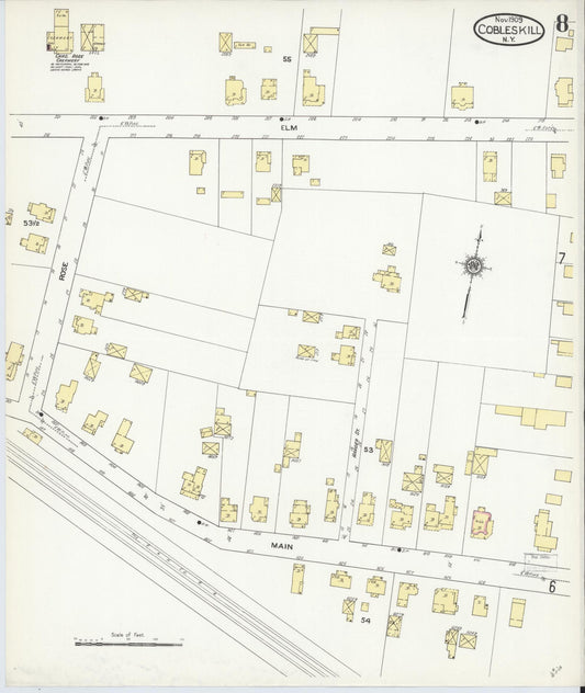 Sanborn Fire Insurance Map from Cobleskill, Schoharie County, New York (1909), Sheet #0008 - Historic Sanborn Fire Insurance Map Print, vintage old map wall art, antique decor, genealogy gift, New York New York map