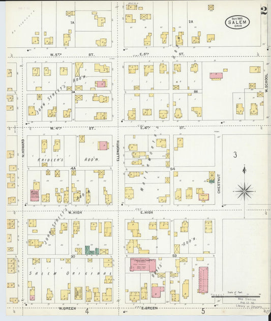 Sanborn Fire Insurance Map from Salem, Columbiana County, Ohio (1903), Sheet #0002 - Historic Sanborn Fire Insurance Map Print, vintage old map wall art, antique decor, genealogy gift, Ohio Ohio map
