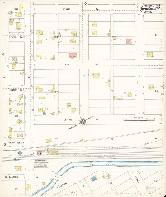 Sanborn Fire Insurance Map from Idaho Falls, Bonneville County, Idaho (1911), Sheet #0003 - Historic Sanborn Fire Insurance Map Print, vintage old map wall art, antique decor, genealogy gift, Idaho Idaho map