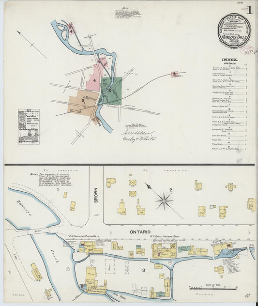 Sanborn Fire Insurance Map from Honeoye Falls, Monroe County, New York. (1890) – Historic Sanborn Fire Insurance Map Print