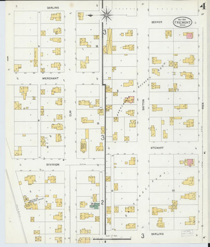 Sanborn Fire Insurance Map from Fremont, Newaygo County, Michigan (1904), Sheet #0004 - Historic Sanborn Fire Insurance Map Print, vintage old map wall art, antique decor, genealogy gift, Michigan Michigan map