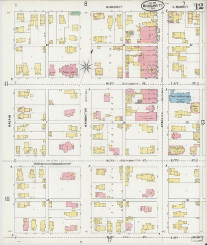 Sanborn Fire Insurance Map from Michigan City, La Porte County, Indiana (1899), Sheet #0012 - Complete Map Set gallery image, historic Sanborn map, vintage wall art, Michigan Michigan