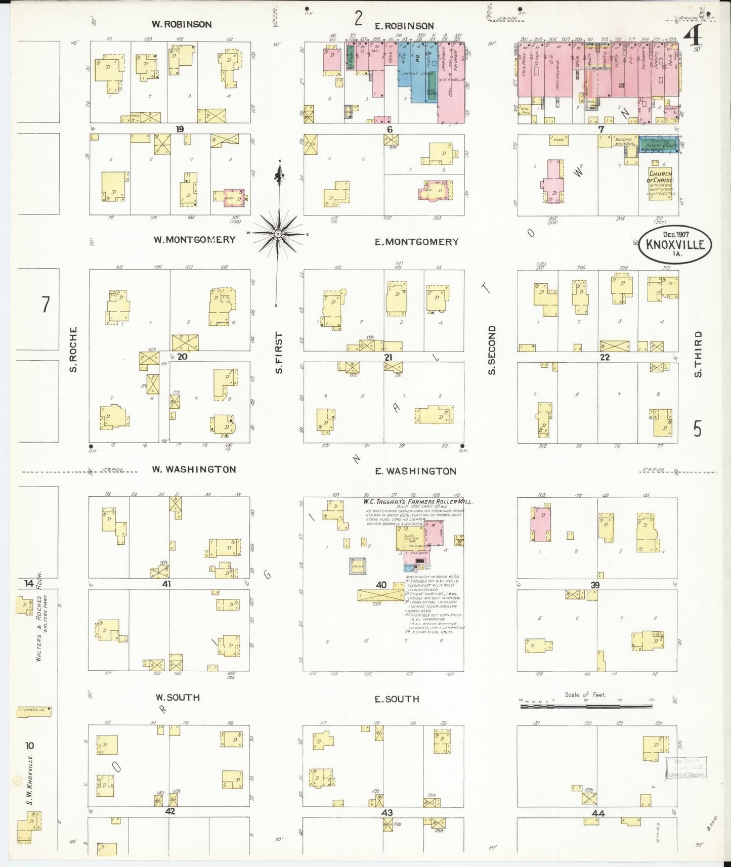Sanborn Fire Insurance Map from Knoxville, Marion County, Iowa (1907), Sheet #0004 - Historic Sanborn Fire Insurance Map Print, vintage old map wall art