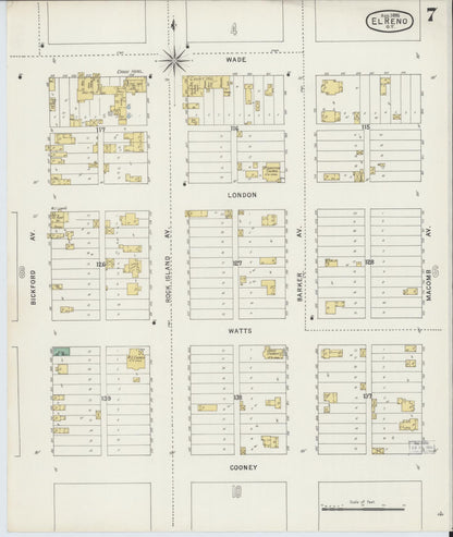 Sanborn Fire Insurance Map from El Reno, Canadian County, Oklahoma (1895), Sheet #0007 - Complete Map Set gallery image, historic Sanborn map, vintage wall art, Oklahoma Oklahoma