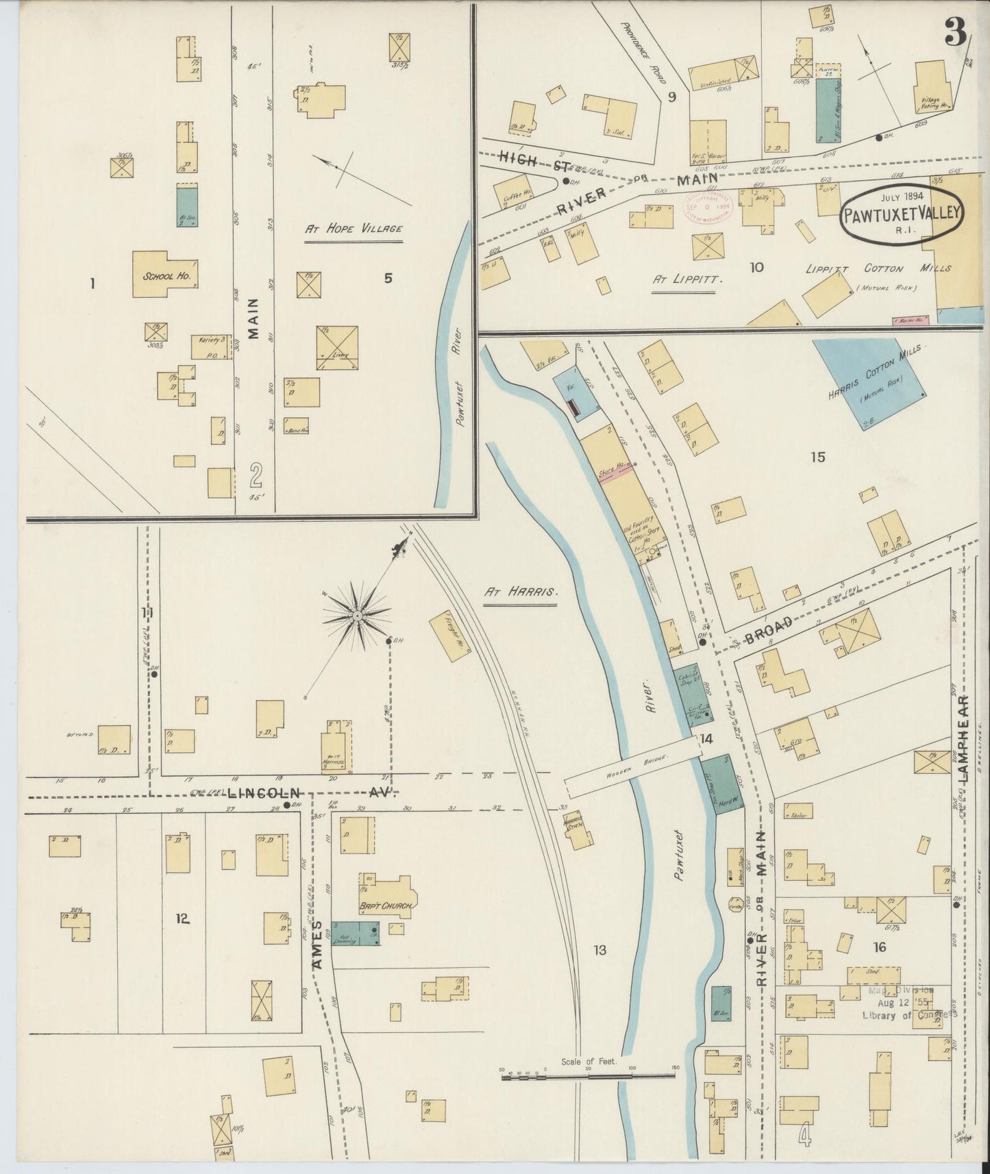 Sanborn Fire Insurance Map from Pawtuxet Valley, Kent and Providence Counties, Rhode Island (1894), Sheet #0003 - Historic Sanborn Fire Insurance Map Print, vintage old map wall art, antique decor, genealogy gift, Washington Washington map
