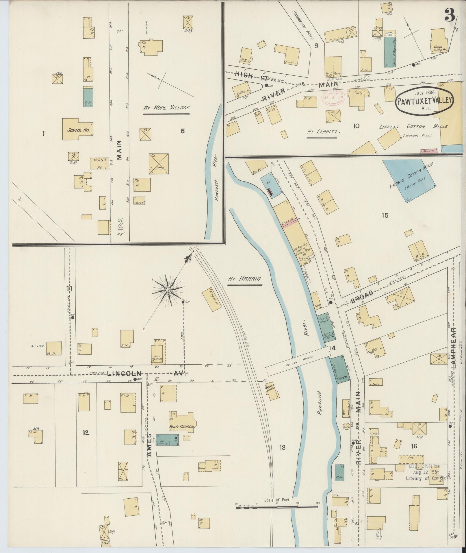 Sanborn Fire Insurance Map from Pawtuxet Valley, Kent and Providence Counties, Rhode Island (1894), Sheet #0003 - Historic Sanborn Fire Insurance Map Print, vintage old map wall art, antique decor, genealogy gift, Washington Washington map