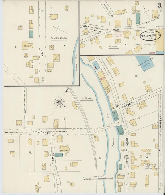 Sanborn Fire Insurance Map from Pawtuxet Valley, Kent and Providence Counties, Rhode Island (1894), Sheet #0003 - Historic Sanborn Fire Insurance Map Print, vintage old map wall art, antique decor, genealogy gift, Washington Washington map