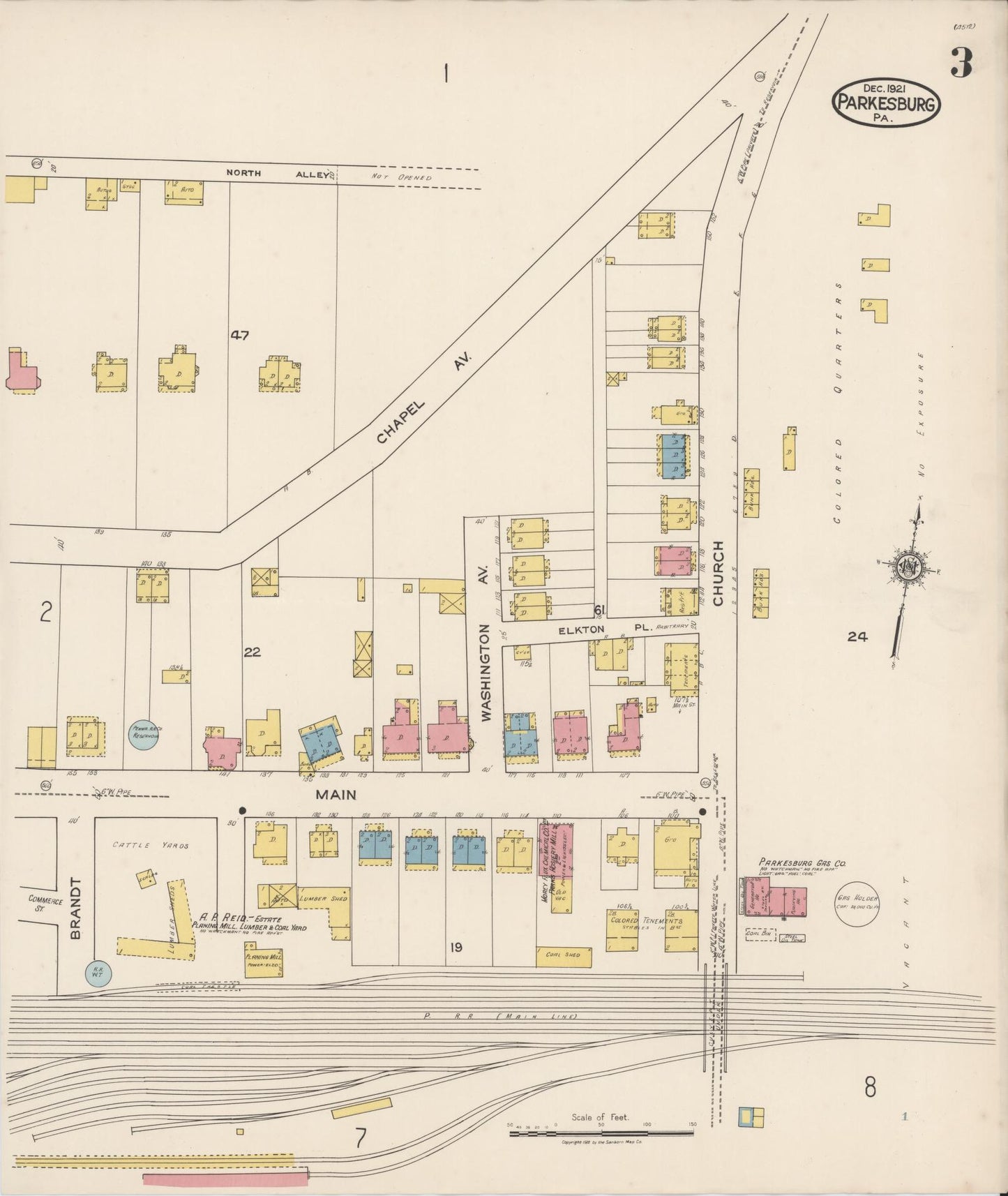 Sanborn Fire Insurance Map from Parkesburg, Chester County, Pennsylvania (1921), Sheet #0003 - Complete Map Set gallery image, historic Sanborn map, vintage wall art, Pennsylvania Pennsylvania