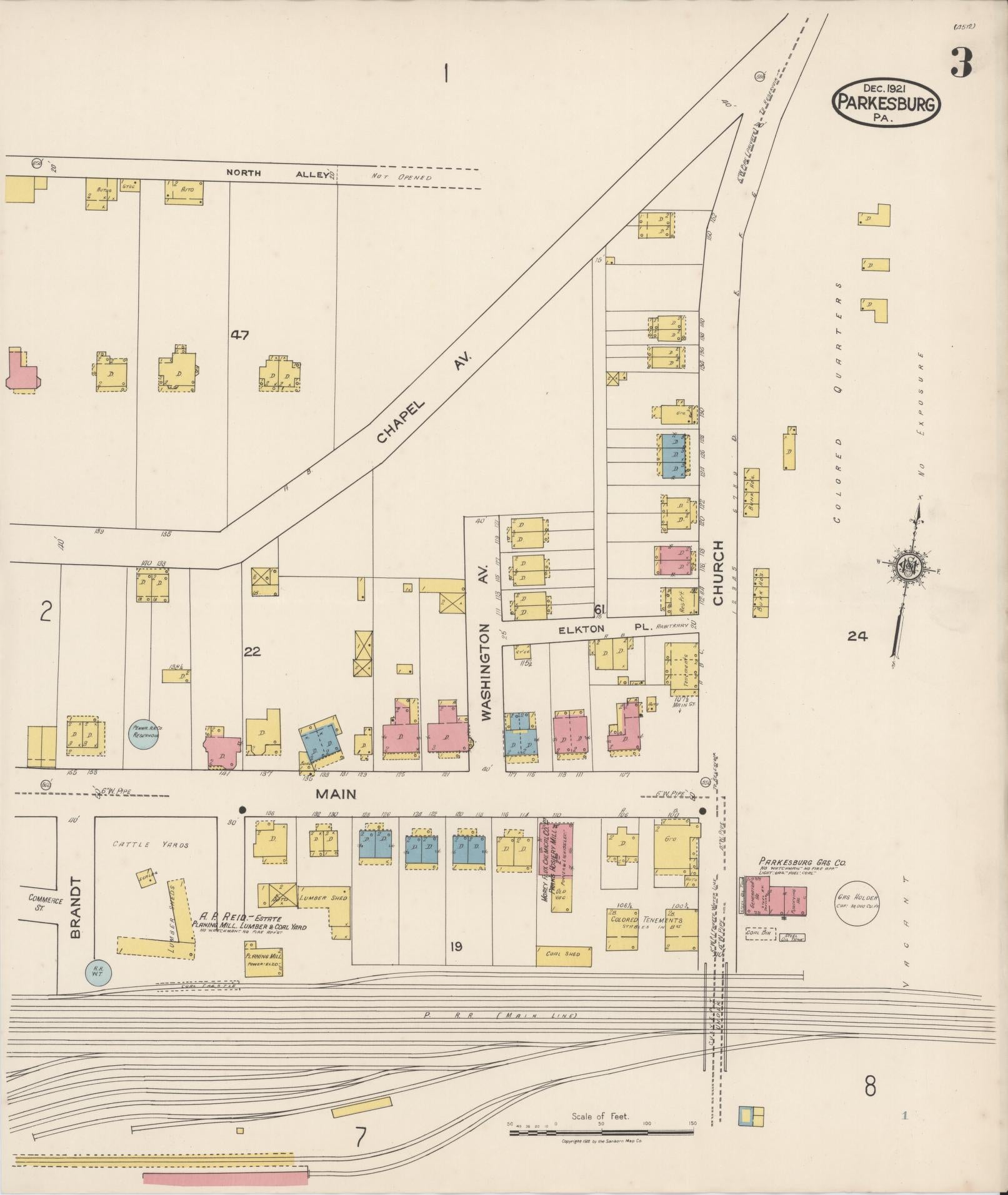 Sanborn Fire Insurance Map from Parkesburg, Chester County, Pennsylvania (1921), Sheet #0003 - Complete Map Set gallery image, historic Sanborn map, vintage wall art, Pennsylvania Pennsylvania