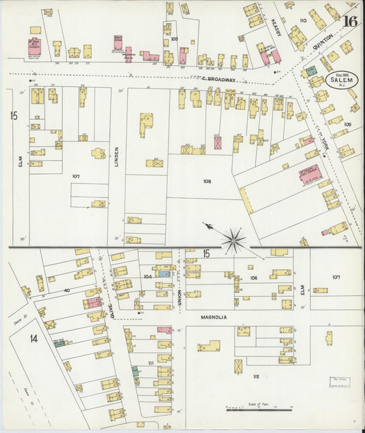 Sanborn Fire Insurance Map from Salem, Salem County, New Jersey (1902), Sheet #0016 - Historic Sanborn Fire Insurance Map Print, vintage old map wall art, antique decor, genealogy gift, New Jersey New Jersey map